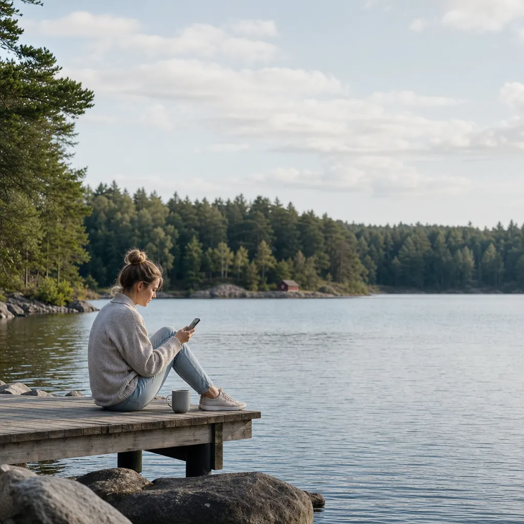 Svenskt landskap med småstad och natur